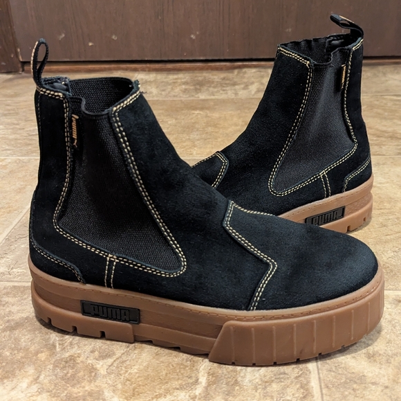 Puma Shoes - Puma Black Suede Boots For Women Size 9.5